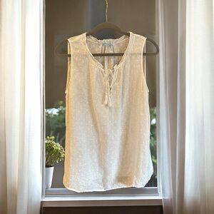 J.‎ MCLAUGHLIN Christa Linen Swiss Dot Sleeveless Top L